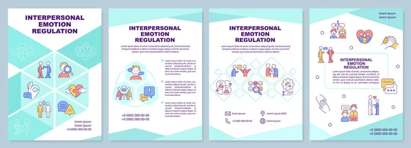 Interpersonal Emotion Regulation Brochure Template Leaflet Design Linear Icons Editable — Stock vektor