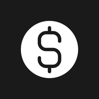 Dollar coin dark mode glyph ui icon. Currency and money. Golden cent. User interface design. White silhouette symbol on black space. Solid pictogram for web, mobile. Vector isolated illustration