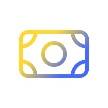 Banknote piksel mükemmel gradyan ui simgesi. Kağıt para. Finansal işlem. Ekonomik değişim. Satır rengi kullanıcı arayüzü sembolü. Modern tarz pictogram. Vektör izole edilmiş taslak çizimi