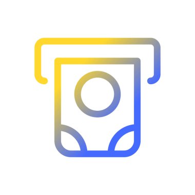 Para dağıtıcı piksel mükemmel gradyan ui simgesi. Otomatik veznedar makinesi. Depozito kutusu. Satır rengi kullanıcı arayüzü sembolü. Modern tarz pictogram. Vektör izole edilmiş taslak çizimi