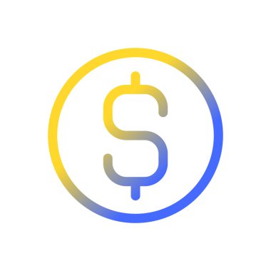 Dolar madeni para pikseli mükemmel gradyan ui simgesi. Para ve para. Altın sent. Finans ve bankacılık. Satır rengi kullanıcı arayüzü sembolü. Modern tarz pictogram. Vektör izole edilmiş taslak çizimi
