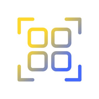 Qr kod pikselini tara mükemmel gradyan ui simgesi. Dijital bilgiyi akıllı telefonla çöz. Satır rengi kullanıcı arayüzü sembolü. Modern tarz pictogram. Vektör izole edilmiş taslak çizimi