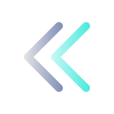 Sol çift ok düz renk ui simgesi. Guillemetler. Çifte semboller. Hızlı ters çevirme düğmesi. Basit bir piktogram. Arayüz, mobil uygulama için UX tasarımı. Vektör izole edilmiş RGB illüstrasyonu