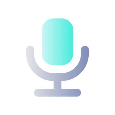 Mikrofon düz gradyan renk ui simgesi. Kayıt cihazı. Sesli mesajları paylaşıyoruz. Metni sese dönüştürüyorum. Basit bir piktogram. Arayüz, mobil uygulama için UX tasarımı. Vektör izole edilmiş RGB illüstrasyonu