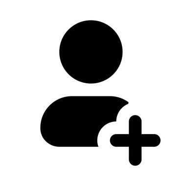 Yeni kontak siyah glyph ui simgesi ekle. Yeni telefon numarası oluştur. Adres defteri. Kullanıcı arayüzü tasarımı. Beyaz uzayda siluet sembolü. Ağ ve cep telefonu için sağlam bir resim. İzole vektör illüstrasyonu