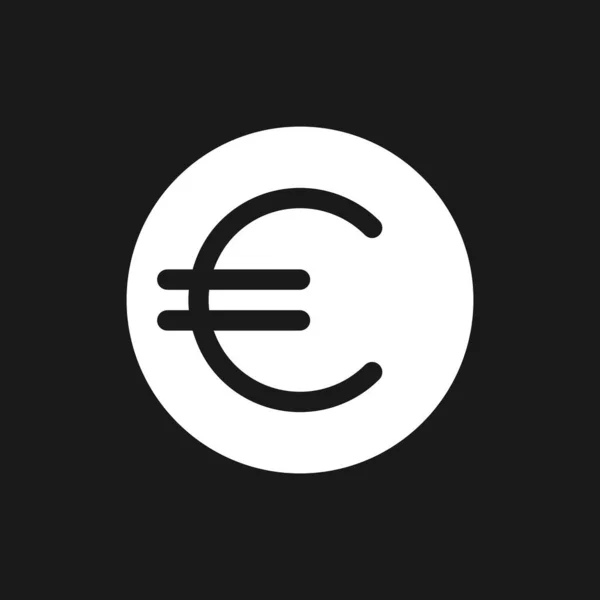 Значок Euro Coin Dark Mode Glyph Валюта Деньги Золотой Евро — стоковый вектор