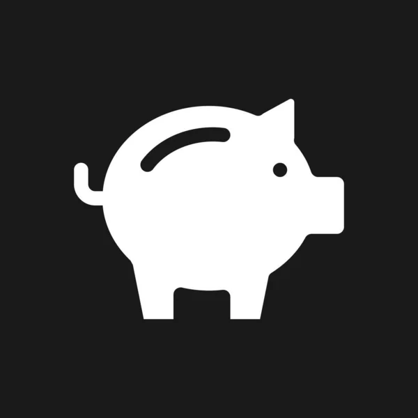 Piggy Bank Dark Mode Glyph Icon Money Savings Penny Bank —  Vetores de Stock