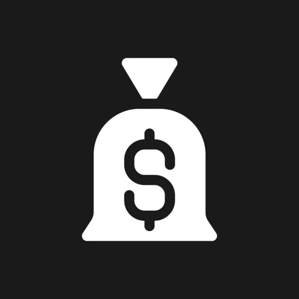 Bag Money Dark Mode Glyph Icon Personal Savings Finance Banking — Stockvektor