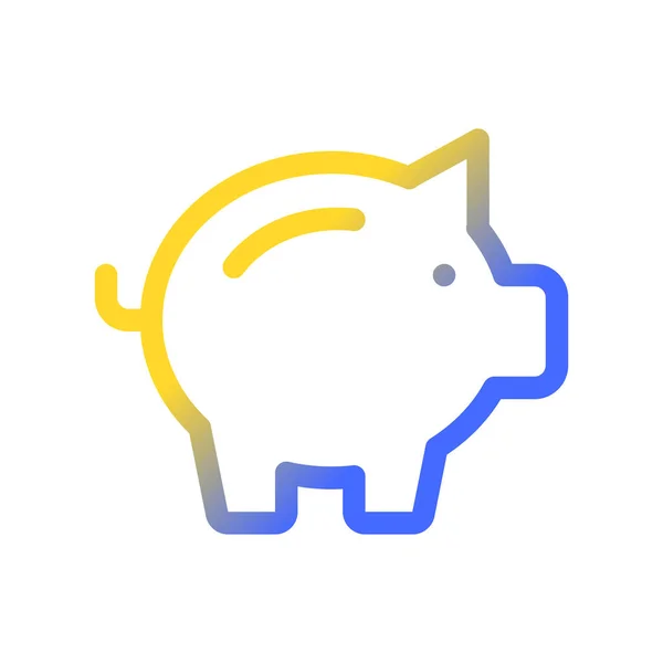 Piggy Bank Pixel Perfect Gradient Linear Icon Money Savings Investment — 스톡 벡터