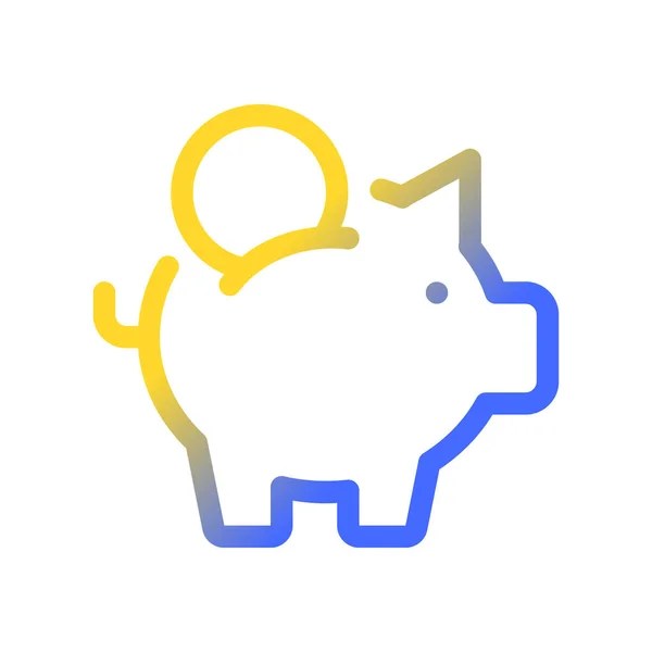 Put Coin Piggy Bank Pixel Perfect Gradient Linear Icon Money — Stockvektor