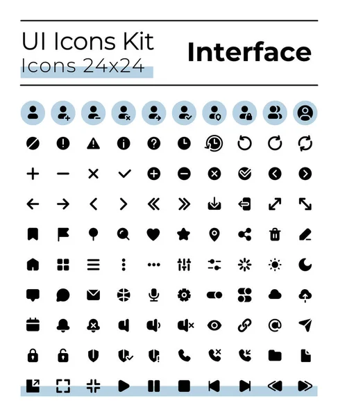 Comprehensible Simple Looking Black Glyph Icons Set Silhouette Symbols White — Stockový vektor