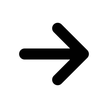 Sağa doğru ok siyah glyph ui simgesi. Sağa basıyorum. Menü ayarlanıyor. Seyrüsefer. Kullanıcı arayüzü tasarımı. Beyaz uzayda siluet sembolü. Ağ ve cep telefonu için sağlam bir resim. İzole vektör illüstrasyonu