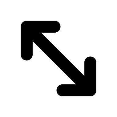 Siyah glyph ui simgesini genişlet. Dokunmatik ekranda hareket. Oyuncu penceresini yakınlaştır. Kullanıcı arayüzü tasarımı. Beyaz uzayda siluet sembolü. Ağ ve cep telefonu için sağlam bir resim. İzole vektör illüstrasyonu