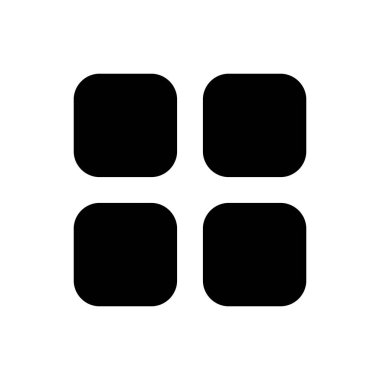Bento like menu black glyph ui icon. Four squares. Chocolate menu representation. User interface design. Silhouette symbol on white space. Solid pictogram for web, mobile. Isolated vector illustration