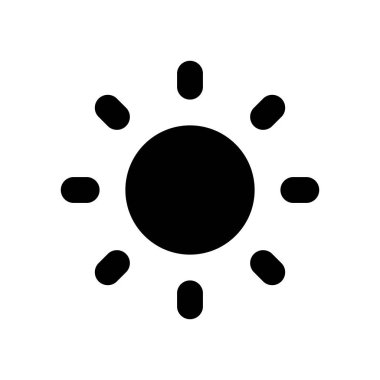 Işık modu siyah glyph ui simgesi. Gündüz teması. Ekran parlaklığını ayarla. Kullanıcı arayüzü tasarımı. Beyaz uzayda siluet sembolü. Ağ ve cep telefonu için sağlam bir resim. İzole vektör illüstrasyonu