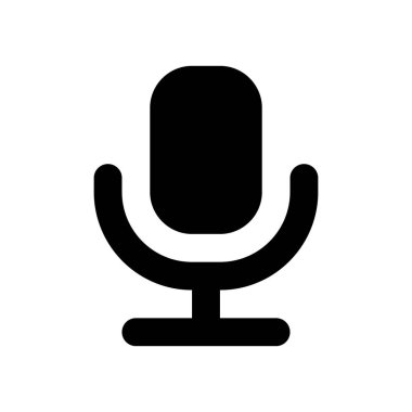 Mikrofon siyah glyph ui simgesi. Sesli mesajları paylaşıyoruz. Metni sese dönüştür. Kullanıcı arayüzü tasarımı. Beyaz uzayda siluet sembolü. Ağ ve cep telefonu için sağlam bir resim. İzole vektör illüstrasyonu
