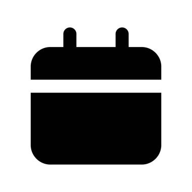 Takvim siyah glyph ui simgesi. Hatırlatma uygulaması. Program yapıyorum. Randevu al. Kullanıcı arayüzü tasarımı. Beyaz uzayda siluet sembolü. Ağ ve cep telefonu için sağlam bir resim. İzole vektör illüstrasyonu