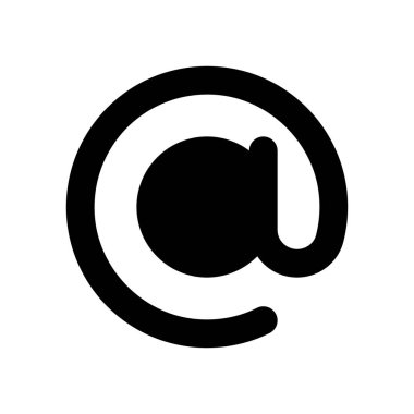 Siyah glyph ui simgesinde. E-posta adresi. Çevrimiçi iletişim. Büyük ve büyük. Kullanıcı arayüzü tasarımı. Beyaz uzayda siluet sembolü. Ağ ve cep telefonu için sağlam bir resim. İzole vektör illüstrasyonu