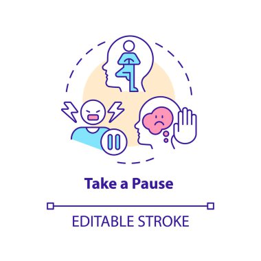 Duraklat konsepti simgesini al. Duyguları düzenle. Duygusal düzenleme becerileri soyut fikir ince çizgi çizimi. İzole bir taslak çizim. Düzenlenebilir felç. Arial, Myriad Pro-Kalın yazı tipleri