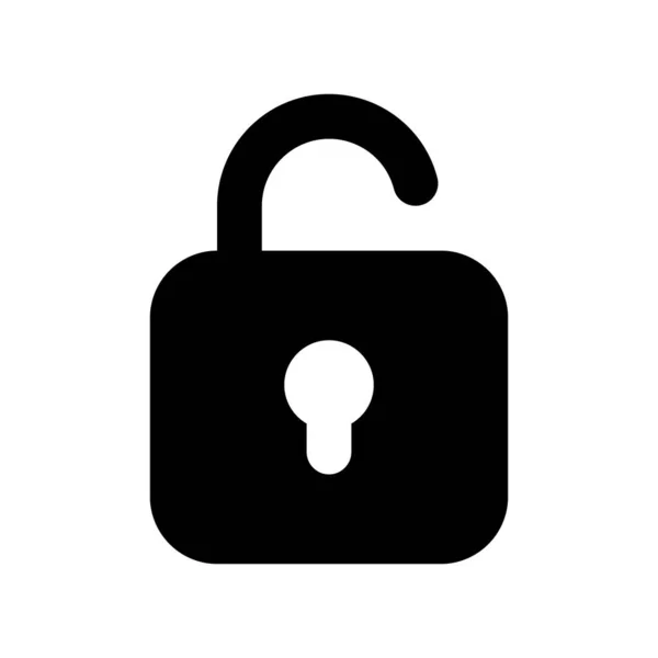 Unlocked Padlock Black Glyph Icon Security Setting Folder Access Control — Vetor de Stock
