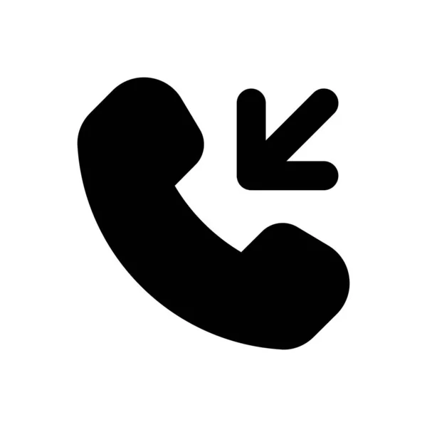 Incoming Call Black Glyph Icon Answer Button Arrow Pointing Cellphone — Wektor stockowy