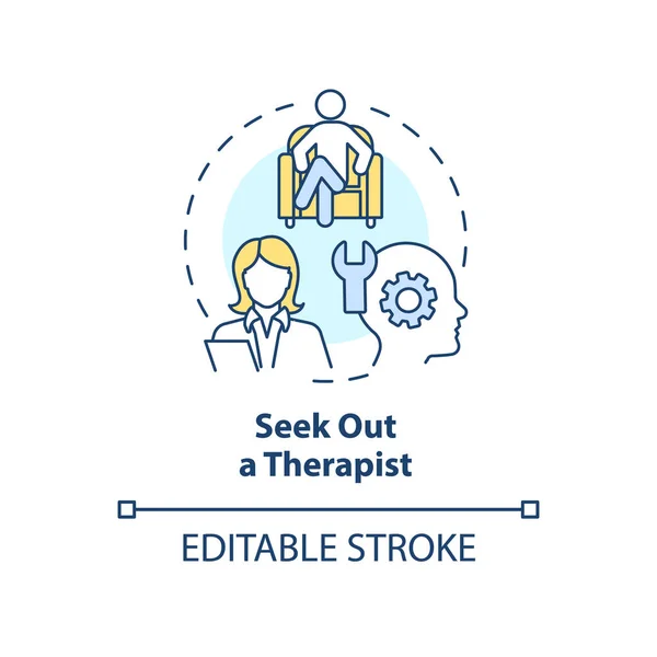 Seek Out Therapist Concept Icon Mental Health Strategy Emotional Regulation — 스톡 벡터