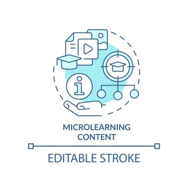 Microlearning content turquoise concept icon. Micro learning component abstract idea thin line illustration. Isolated outline drawing. Editable stroke. Arial, Myriad Pro-Bold fonts used