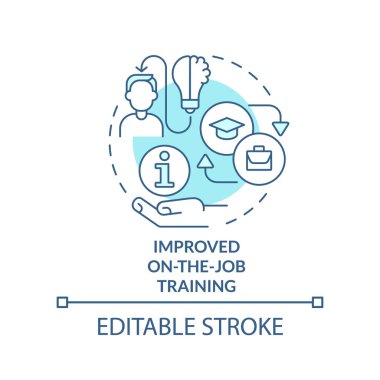 İş başında geliştirilmiş turkuaz konsept ikonu. Mikro kazanç fikri soyut ince çizgi çizimi. İzole bir taslak çizim. Düzenlenebilir felç. Arial, Myriad Pro-Kalın yazı tipleri