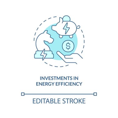 Enerji verimliliği turkuaz konsept ikonu yatırımları. - Ticaret. Net sıfır pratik soyut fikir ince çizgi illüstrasyonu. İzole bir taslak çizim. Düzenlenebilir felç. Arial, Myriad Pro-Kalın yazı tipleri