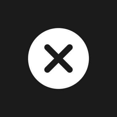 Koyu mod simgesini sil. Alarm hatası. Menü komutu. Kullanıcı arayüzü tasarımı. Siyah uzayda beyaz siluet sembolü. Ağ ve cep telefonu için sağlam bir resim. Vektör izole illüstrasyonu