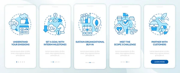 Change Net Zero Blue Onboarding Mobile App Screen Reduce Emissions — Image vectorielle