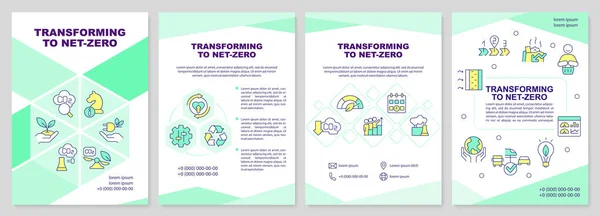 Transforming Net Zero Green Brochure Template Technology Leaflet Design Linear — Stock vektor