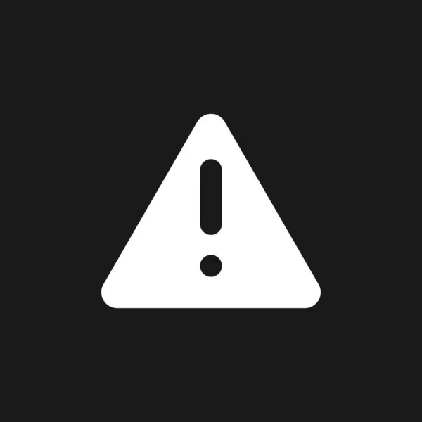 Triangle Shaped Caution Sign Dark Mode Glyph Icon Potential Danger — Stockový vektor