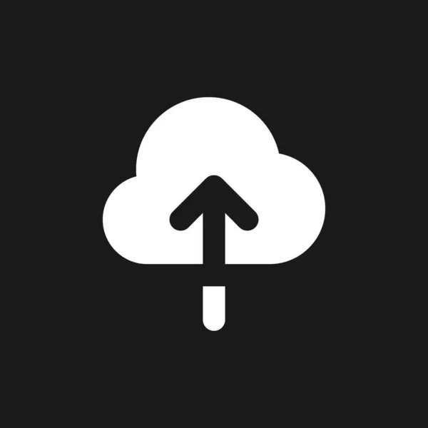 Upload Cloud Dark Mode Glyph Icon Large Files Storage Loading — Vetor de Stock