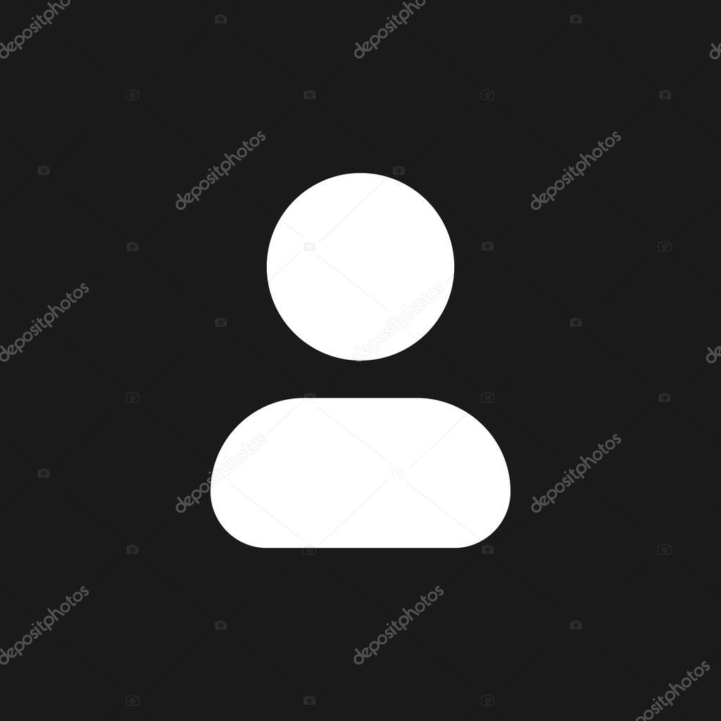 Contact dark mode glyph ui icon. Address book. Profile page. User interface design. White silhouette symbol on black space. Solid pictogram for web, mobile. Vector isolated illustration