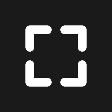 Full screen dark mode glyph ui icon. Video player bar. Display resolution. User interface design. White silhouette symbol on black space. Solid pictogram for web, mobile. Vector isolated illustration