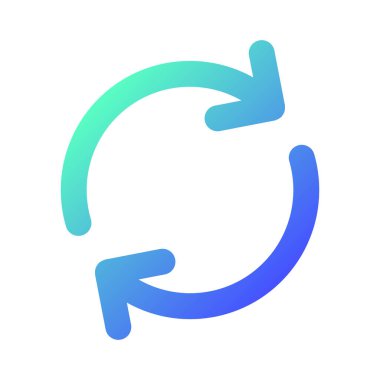 Senkronizasyon pikseli mükemmel gradyan ui simgesi. Dönen oklar. Senkronizasyon. Cihazla kenetlen. Satır rengi kullanıcı arayüzü sembolü. Modern tarz pictogram. Vektör izole edilmiş taslak çizimi