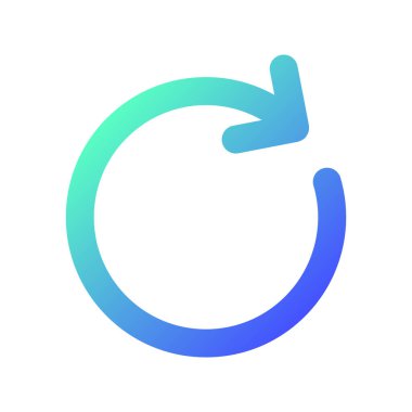 Piksel mükemmel gradyan ui simgesini tekrarla. Sayfayı yeniden yükle. Dönen ok. Saat yönünde hareket. Satır rengi kullanıcı arayüzü sembolü. Modern tarz pictogram. Vektör izole edilmiş taslak çizimi