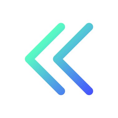 Sol çift ok pikseli mükemmel gradyan ui simgesi. Çifte semboller. Hızlı ters çevirme düğmesi. Satır rengi kullanıcı arayüzü sembolü. Modern tarz pictogram. Vektör izole edilmiş taslak çizimi