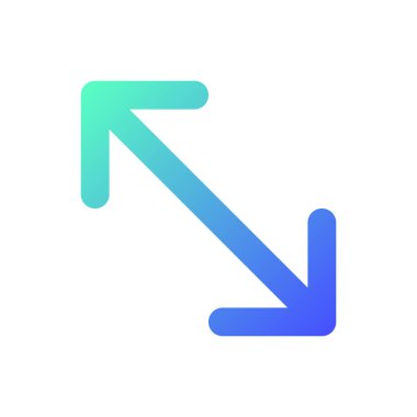 Pikseli kusursuz gradyan ui simgesini genişlet. Dokunmatik ekranda hareket. Oyuncu penceresini yakınlaştır. Satır rengi kullanıcı arayüzü sembolü. Modern tarz pictogram. Vektör izole edilmiş taslak çizimi