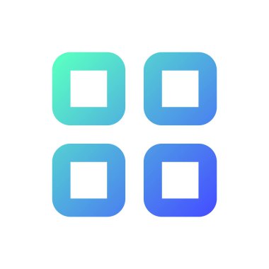 Bento, menü pikselini sever. Mükemmel gradyan doğrusal ui simgesi. Dört kare var. Çikolata menüsü temsilcisi. Satır rengi kullanıcı arayüzü sembolü. Modern tarz pictogram. Vektör izole edilmiş taslak çizimi