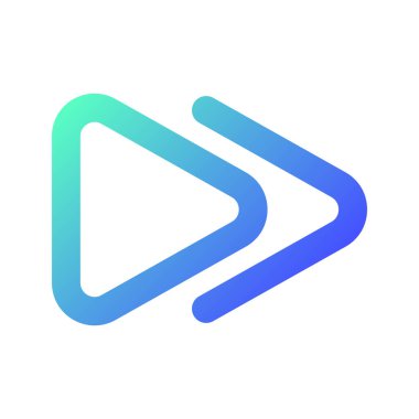 Hızlı ileri düğme pikseli mükemmel gradyan doğrusal ui simgesi. Müzik çalar barı. Sıradaki şarkıya geç. Satır rengi kullanıcı arayüzü sembolü. Modern tarz pictogram. Vektör izole edilmiş taslak çizimi