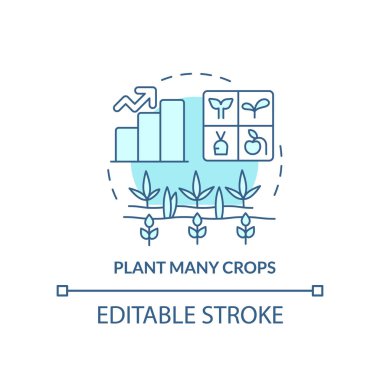 Turkuaz konsept ikonu ekin. Tarım verimliliğinin artması soyut fikir ince çizgi çizimi. İzole bir taslak çizim. Düzenlenebilir felç. Arial, Myriad Pro-Kalın yazı tipleri kullan