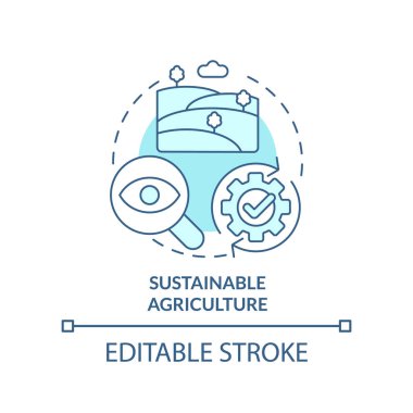 Sustainable agriculture turquoise concept icon. Increasing farming productivity abstract idea thin line illustration. Isolated outline drawing. Editable stroke. Arial, Myriad Pro-Bold fonts use