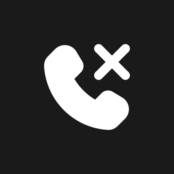 Decline Phone Call Dark Mode Glyph Icon Reject Feature Ending — Wektor stockowy