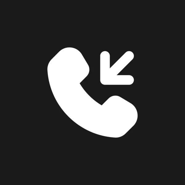 Incoming Call Dark Mode Glyph Icon Answer Button Cellphone User — Stock vektor