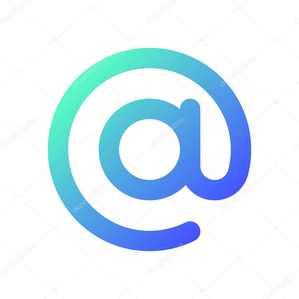 At sign pixel perfect gradient linear ui icon. Email address. Online communication. Ampersand. Line color user interface symbol. Modern style pictogram. Vector isolated outline illustration