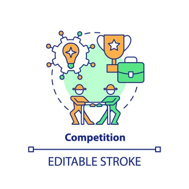 Rekabet konsepti ikonu. Geliştirme motivasyonu. Geniş tarım iş ortamı soyut fikir ince çizgi çizimi. İzole bir taslak çizim. Düzenlenebilir felç. Arial, Myriad Pro-Kalın yazı tipleri kullan