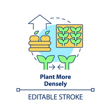 Daha yoğun bir konsept simgesi ekin. Bitki miktarı. Tarım verimliliğinin artması soyut fikir ince çizgi çizimi. İzole bir taslak çizim. Düzenlenebilir felç. Arial, Myriad Pro-Kalın yazı tipleri kullan