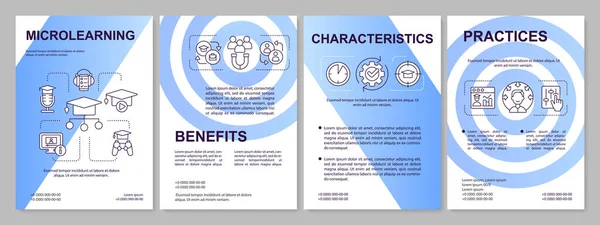Micro Learning Blue Gradient Brochure Template Benefits Practices Leaflet Design — Archivo Imágenes Vectoriales
